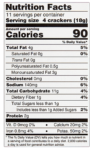 Nutrition Information - Sesame Crackers