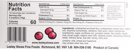 Nutrition Information - Cranberry & Hazelnut Raincoast Crisp