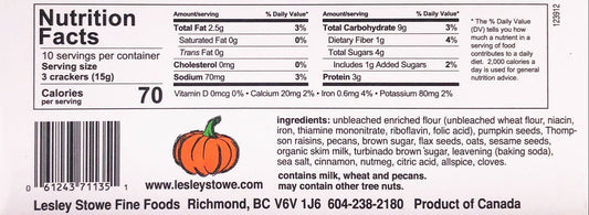 Nutrition Information - Pumpkin Spice Crisps