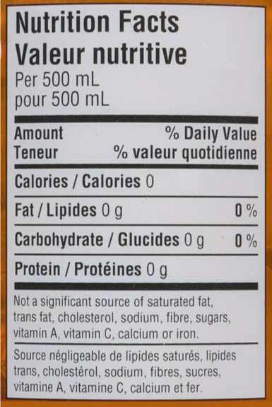 Nutrition Information - Mango & Passionfruit Cold Infuse Tea