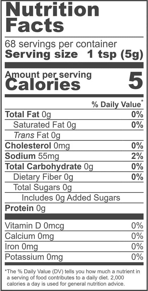 Nutrition Information - Organic Spicy Brown Mustard