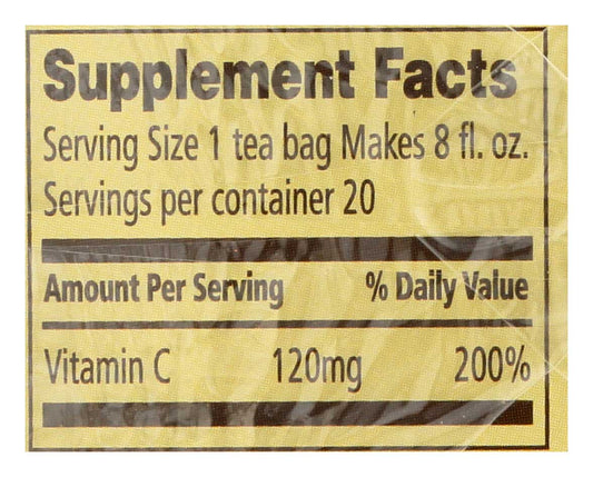 Nutrition Information - Citrus Sunrise Caffeine Free Herbal Tea