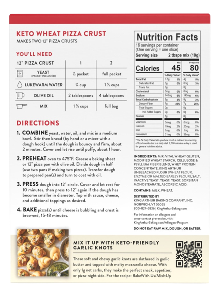 King Arthur Keto Wheat Pizza Crust Mix Martie