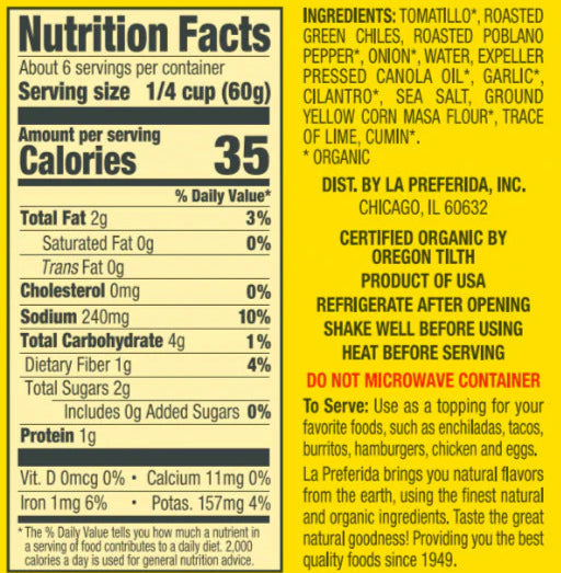 Organic Mild Green Enchilada Sauce