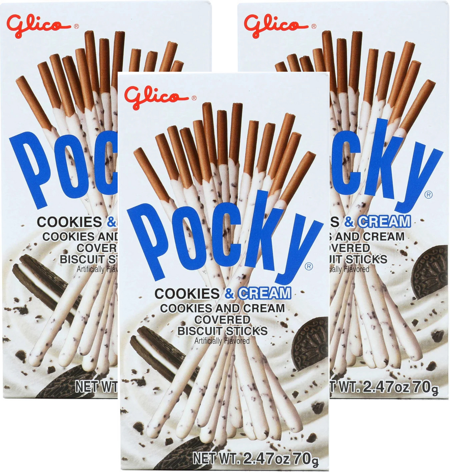 Pocky Cookies & Cream Covered Biscuit Sticks (3 Pack)