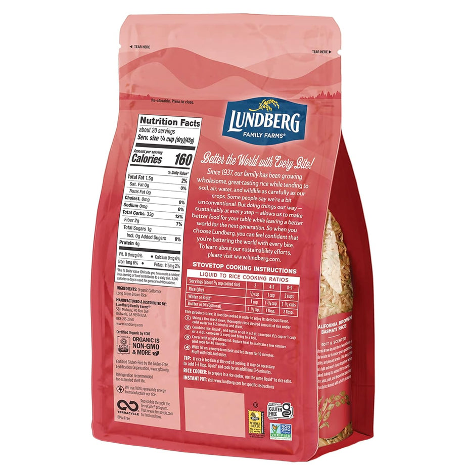 Organic Long Grain California Brown Basmati Rice