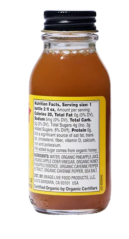 Nutrition Information - Pineapple Cayenne Apple Cider Prebiotic Shot (4 Pack)