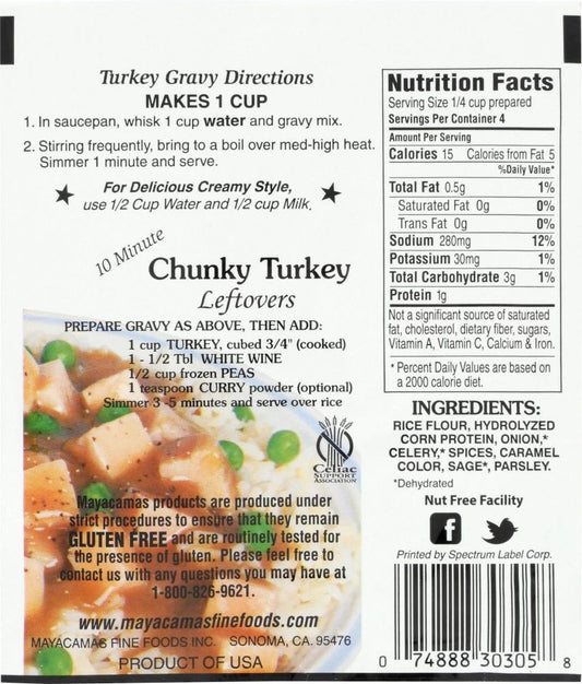 Nutrition Information - Turkey Gravy Mix (12 Pack)