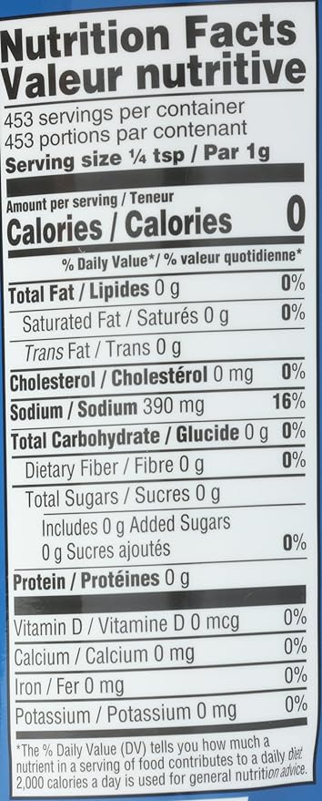 Nutrition Information - Kosher Salt
