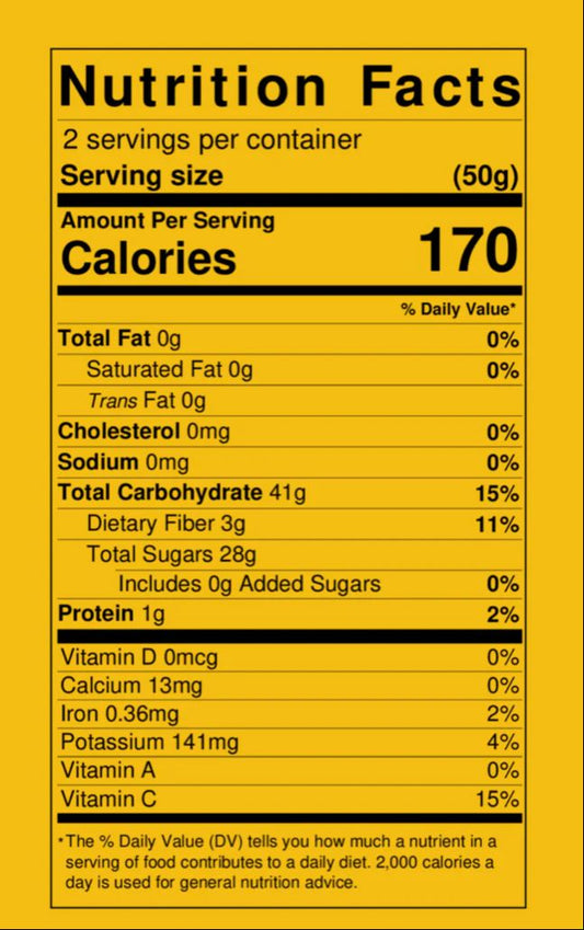 Nutrition Information - Gently Dried Pineapple (6 Pack)