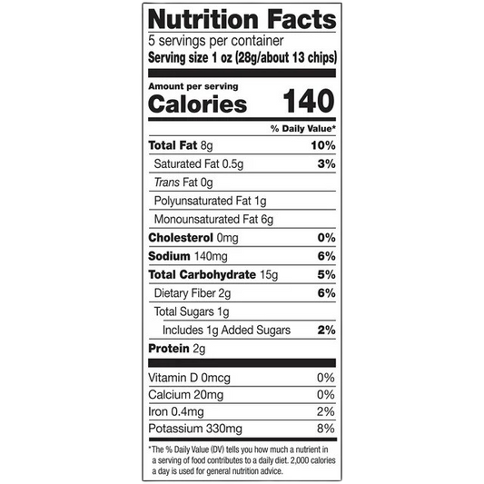 Nutrition Information - Sour Cream and Onion Potato Chips