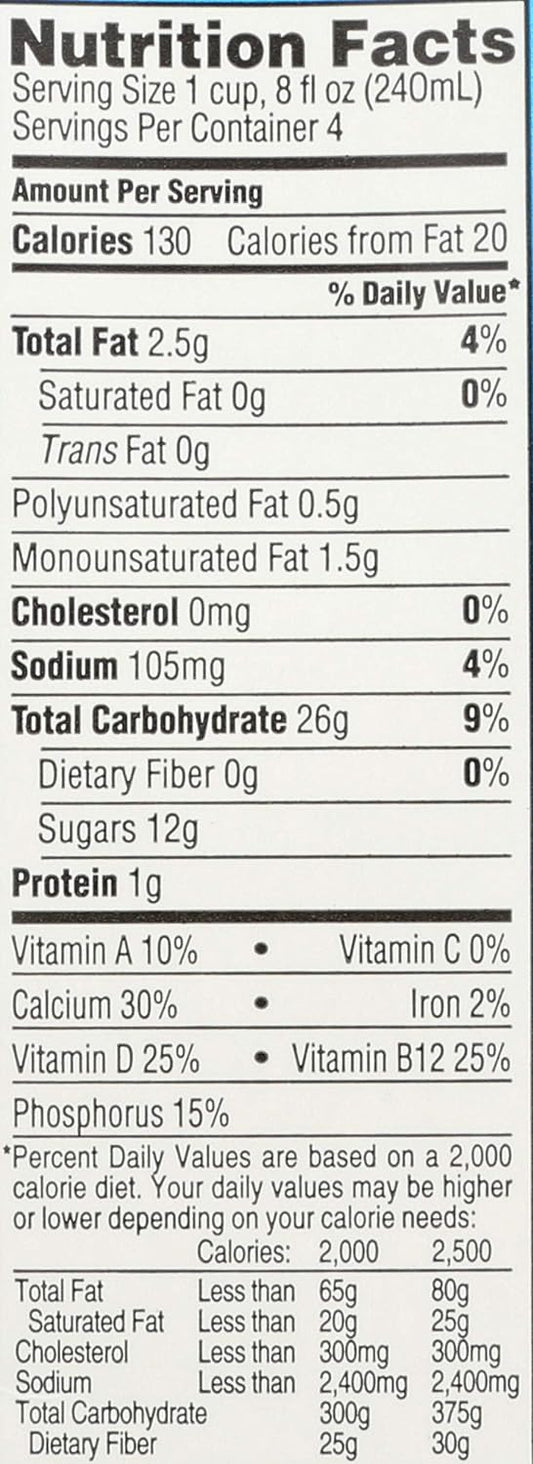 Nutrition Information - Organic Enriched Vanilla Rice Drink