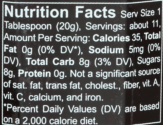 Nutrition Information - Blueberry Fruit Spread