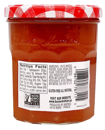 Nutrition Information - Mango Peach Preserves