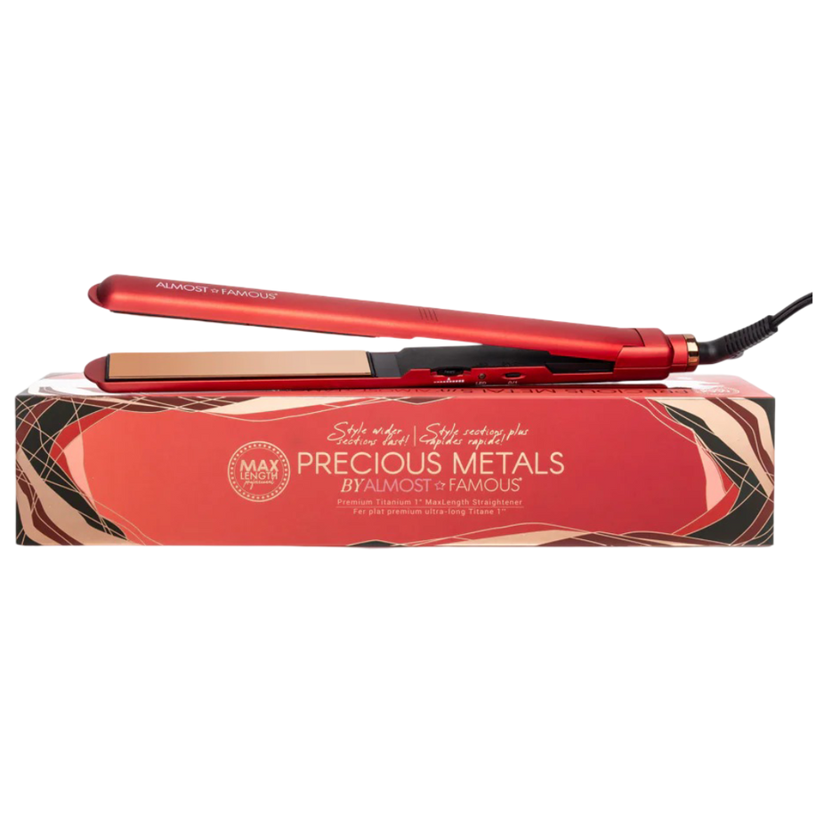MaxLength 1" Flat Iron With Rose Gold Titanium Plates - Red
