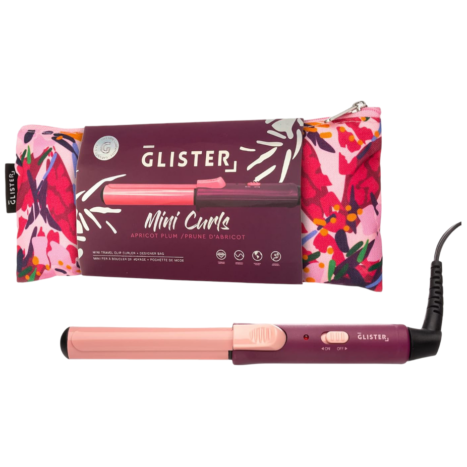 Mini Curls Travel Clip Curler with Carrying Pouch - Plum