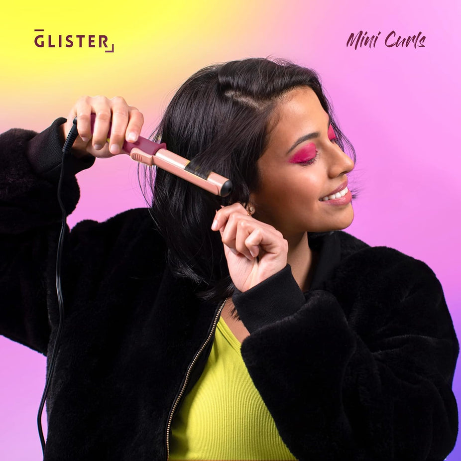 Mini Curls Travel Clip Curler with Carrying Pouch - Plum