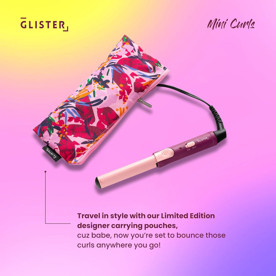Mini Curls Travel Clip Curler with Carrying Pouch - Plum
