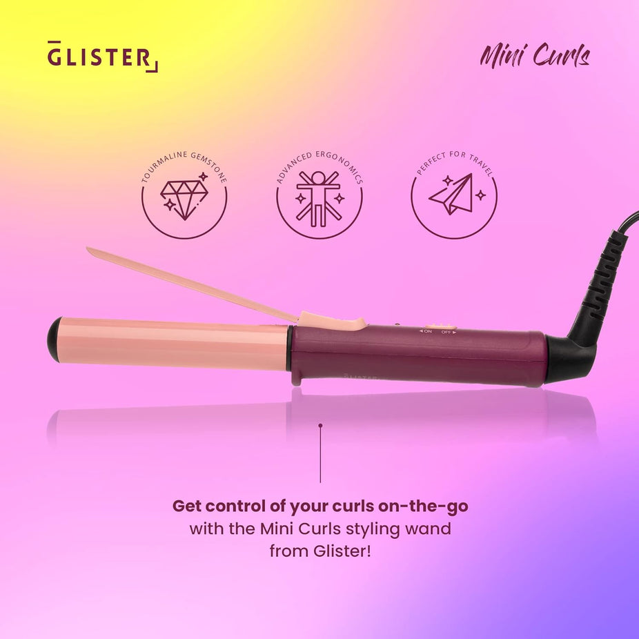 Mini Curls Travel Clip Curler with Carrying Pouch - Plum