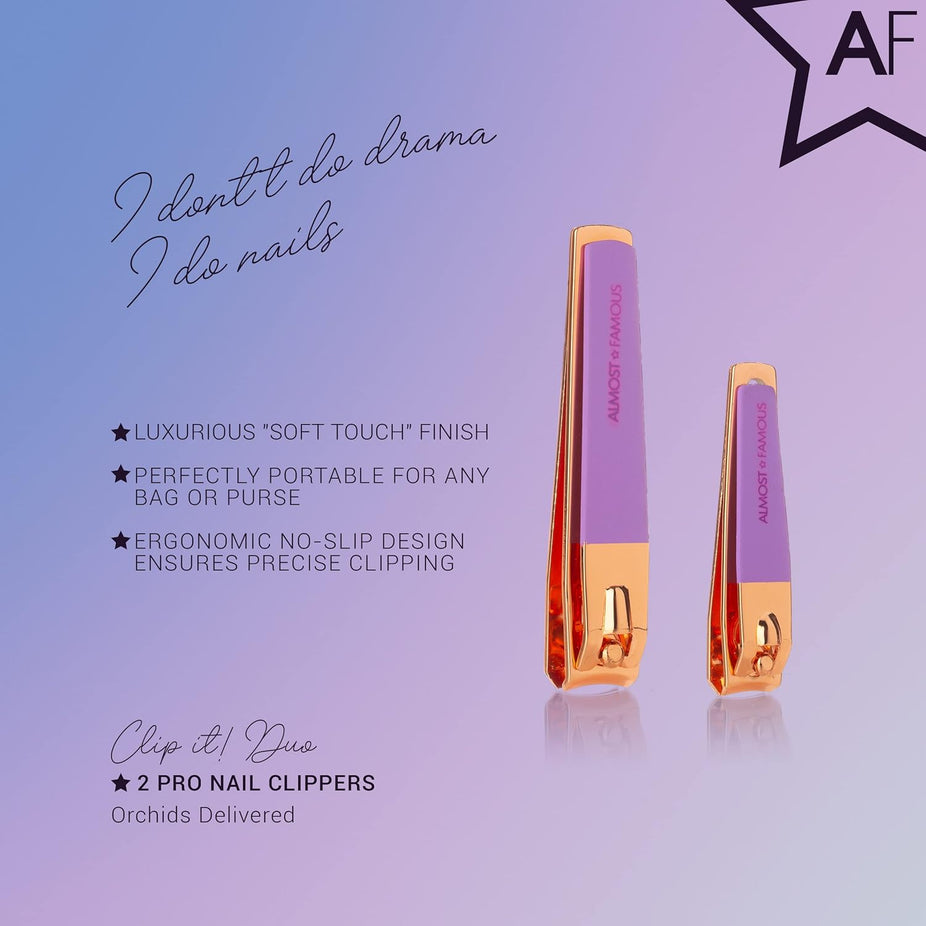 Rose Gold 2-Piece Nail Clipper Set - Purple