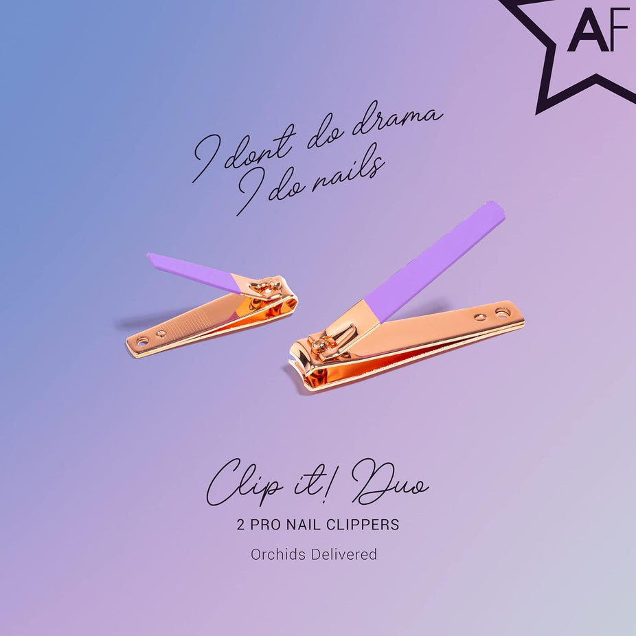 Rose Gold 2-Piece Nail Clipper Set - Purple
