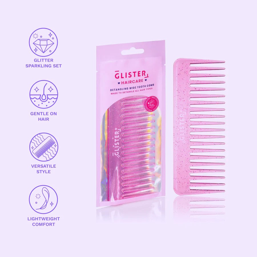 Sparkle Wide Tooth Detangling Comb - Pink