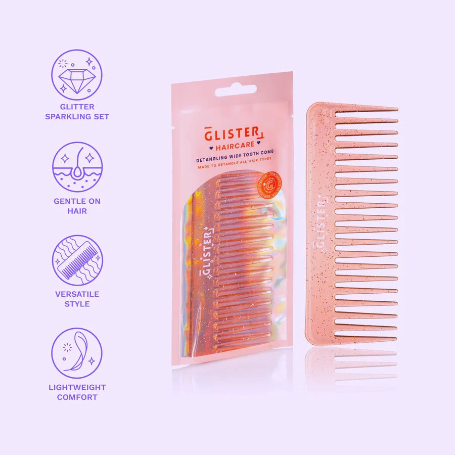 Sparkle Wide Tooth Detangling Comb - Orange