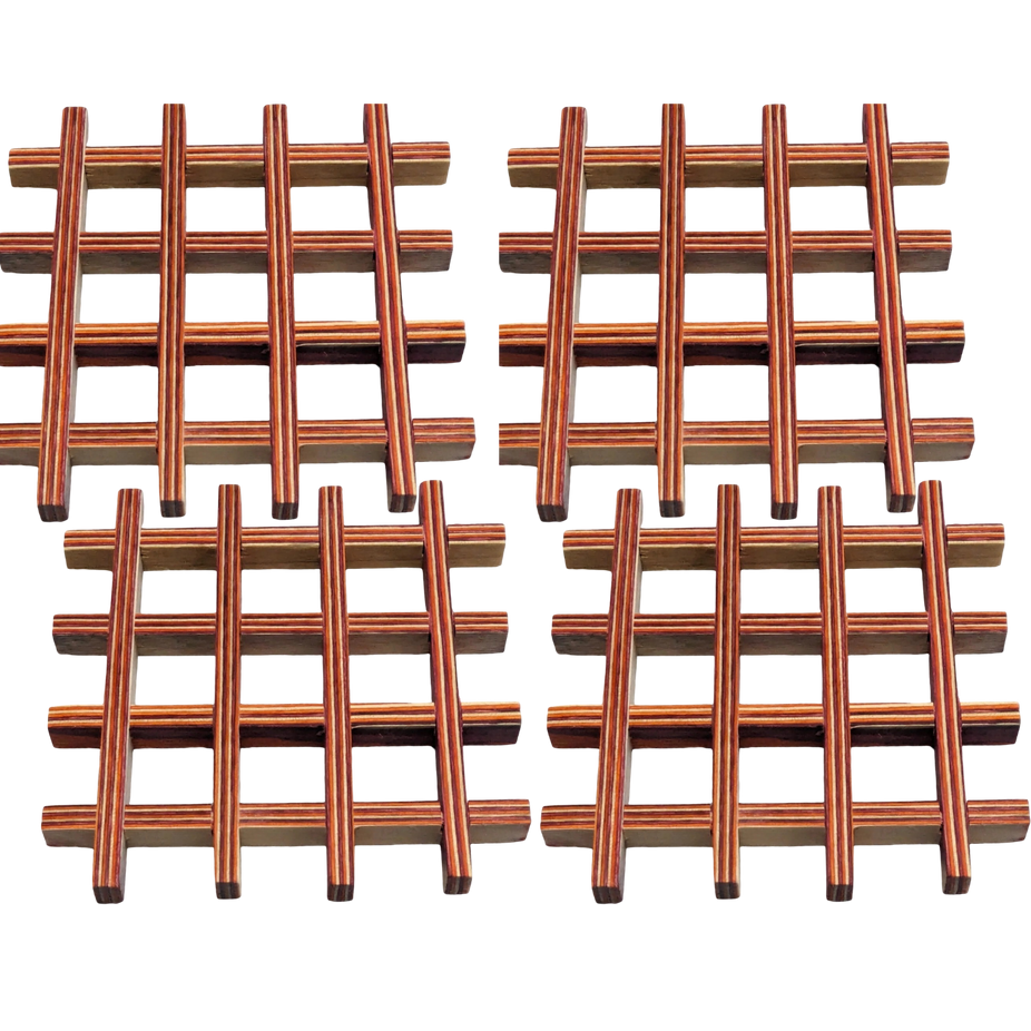 Pakkawood Coasters - Red (4 CT)