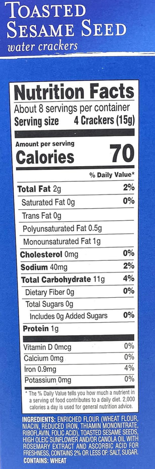 Toasted Sesame Water Crackers