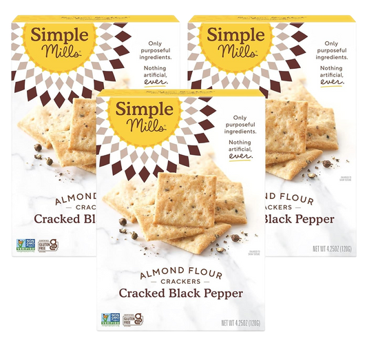 Almond Flour Crackers - Cracked Black Pepper (3 Pack)