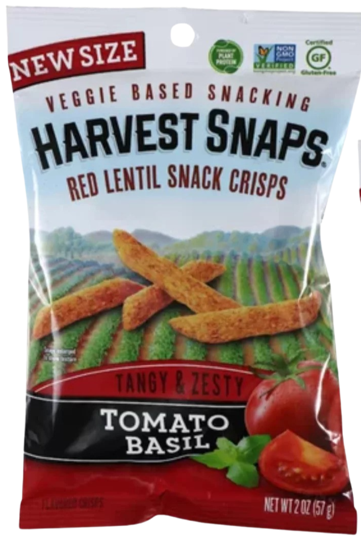 Harvest Snaps Tomato Basil Red Lentil Crisps Snack (8 Pack) Martie