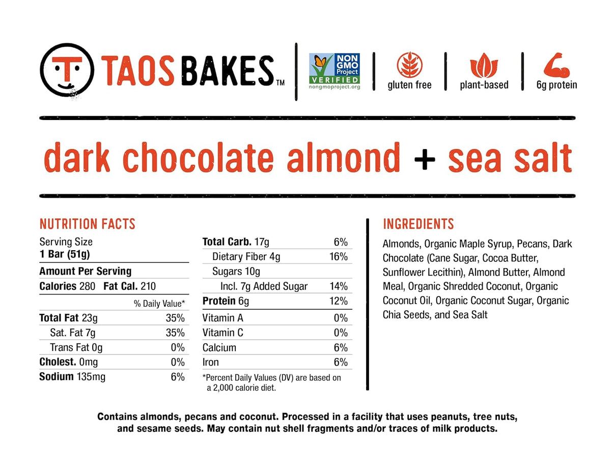Dark Chocolate Almond Sea Salt Bar (12 CT)