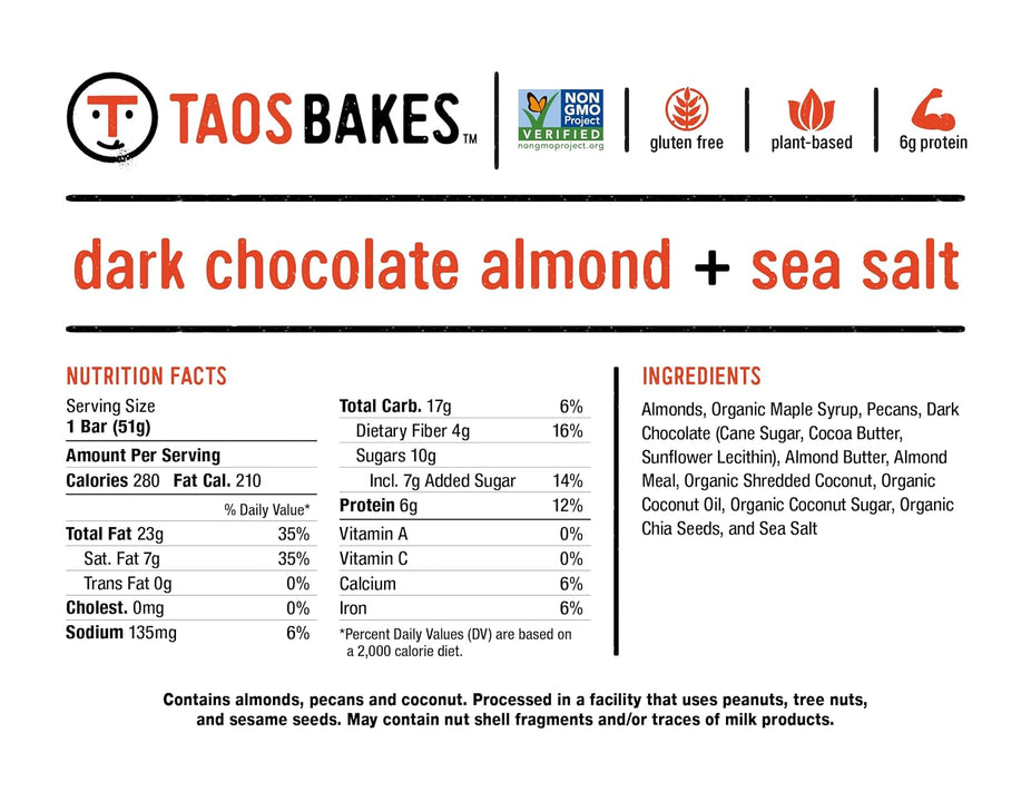 Dark Chocolate Almond Sea Salt Bar (12 CT)