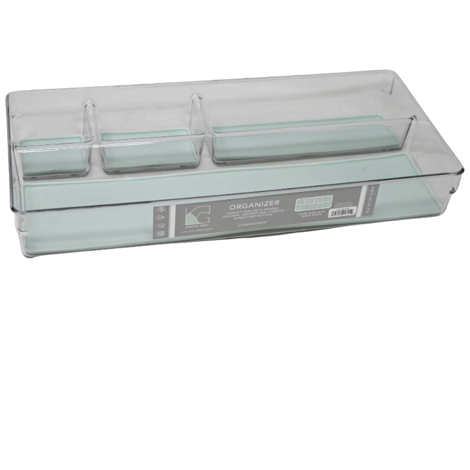 4-Section Plastic Storage Organizer with Non-slip Bottom