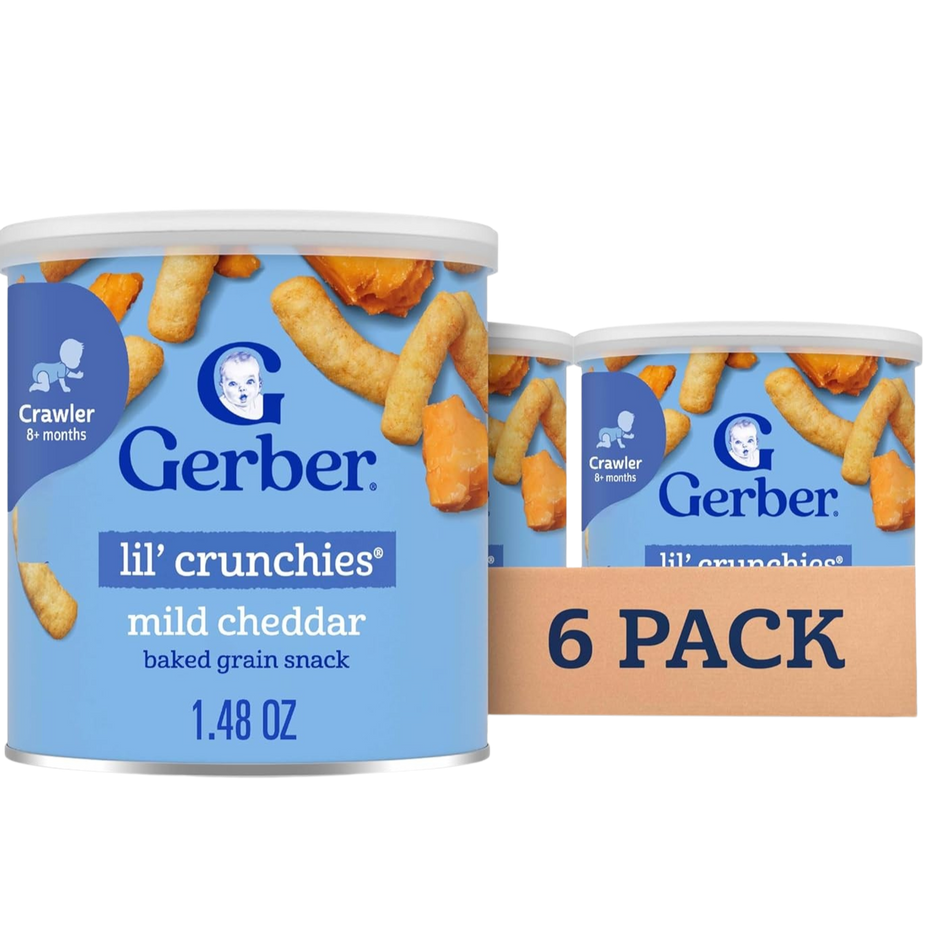 Lil Crunchies Baked Corn Snack - Mild Cheddar (6 Pack)