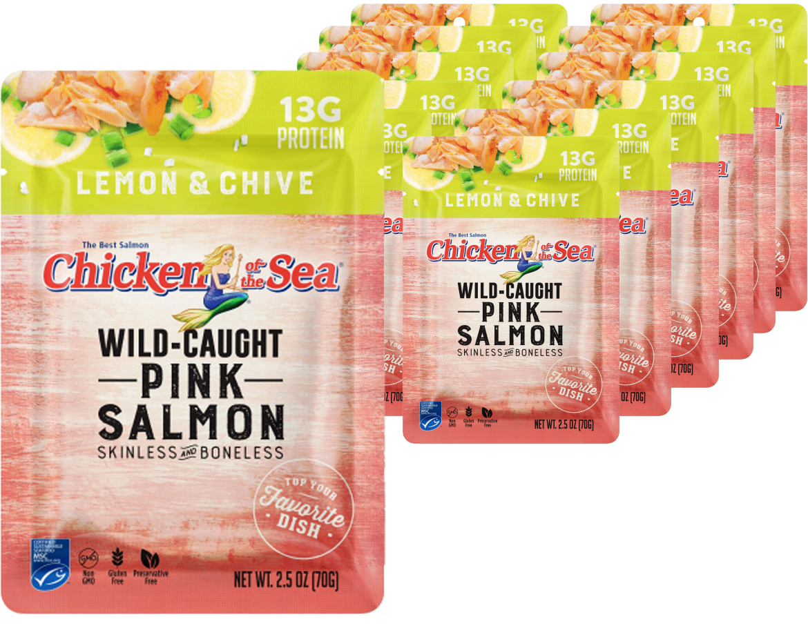Pink Salmon Pouch Lemon & Chive (12 Pack)