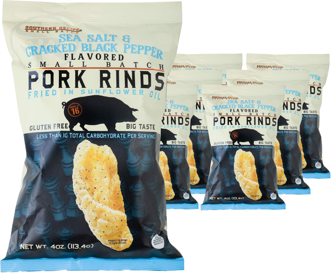 Sea Salt and Cracked Pepper Pork Rinds (6 Pack)