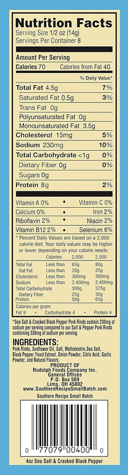 Sea Salt and Cracked Pepper Pork Rinds (6 Pack)