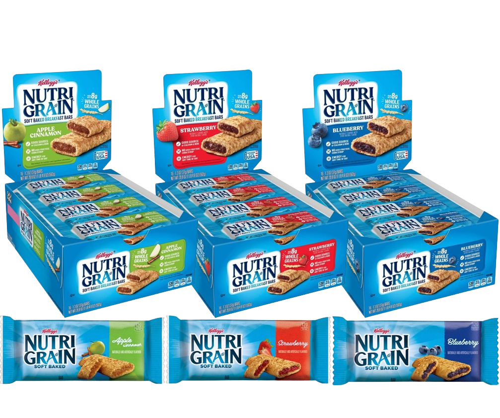 Soft Baked Breakfast Bars Variety - Blueberry, Apple, Strawberry (16 CT each)