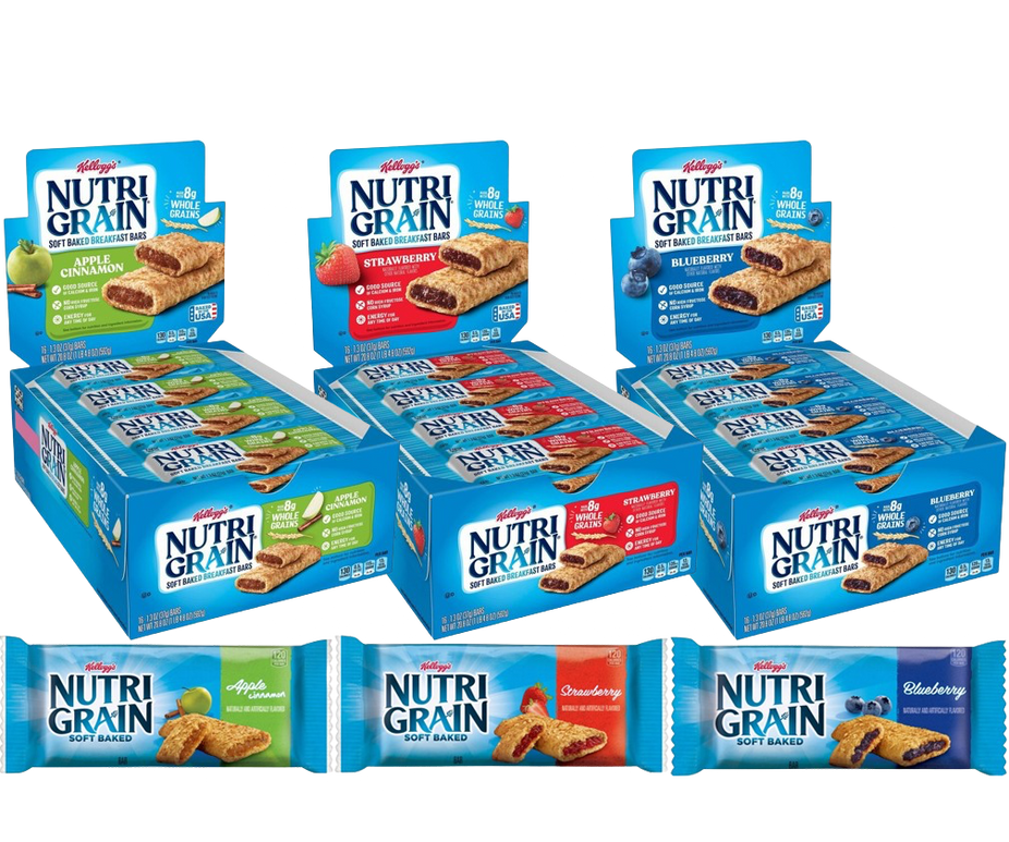 Soft Baked Breakfast Bars Variety - Blueberry, Apple, Strawberry (16 CT each)