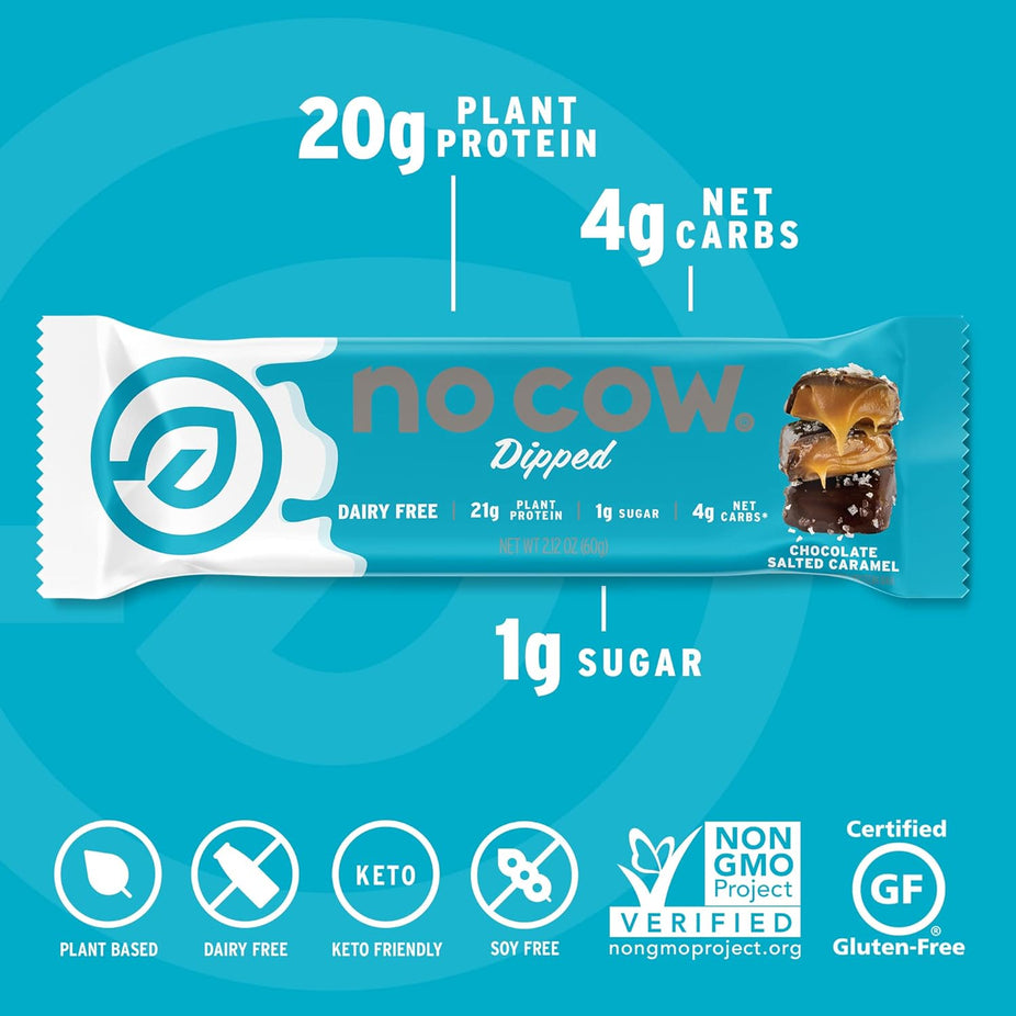 Chocolate Salted Caramel Dipped Protein Bars (12 Bars)