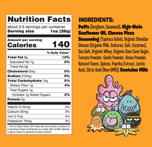 Nutrition Information - Cheese Pizza Flavor Seaweed Puffs (8 Pack)