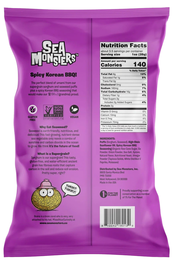 Seaweed Puffs Spicy Korean Bbq (8 Pack)