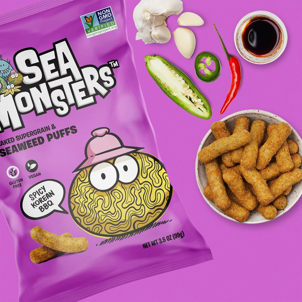 Sea Monster Seaweed Puffs Spicy Korean Bbq (8 Packs) – Martie