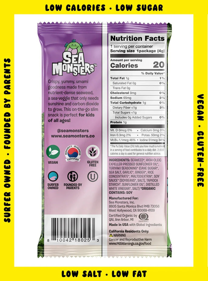 Teriyaki Twist Trayless Roasted Seaweed Snacks (20 Pack)