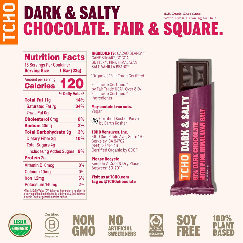 Dark & Salty Chocolate Bar (18 Pack)