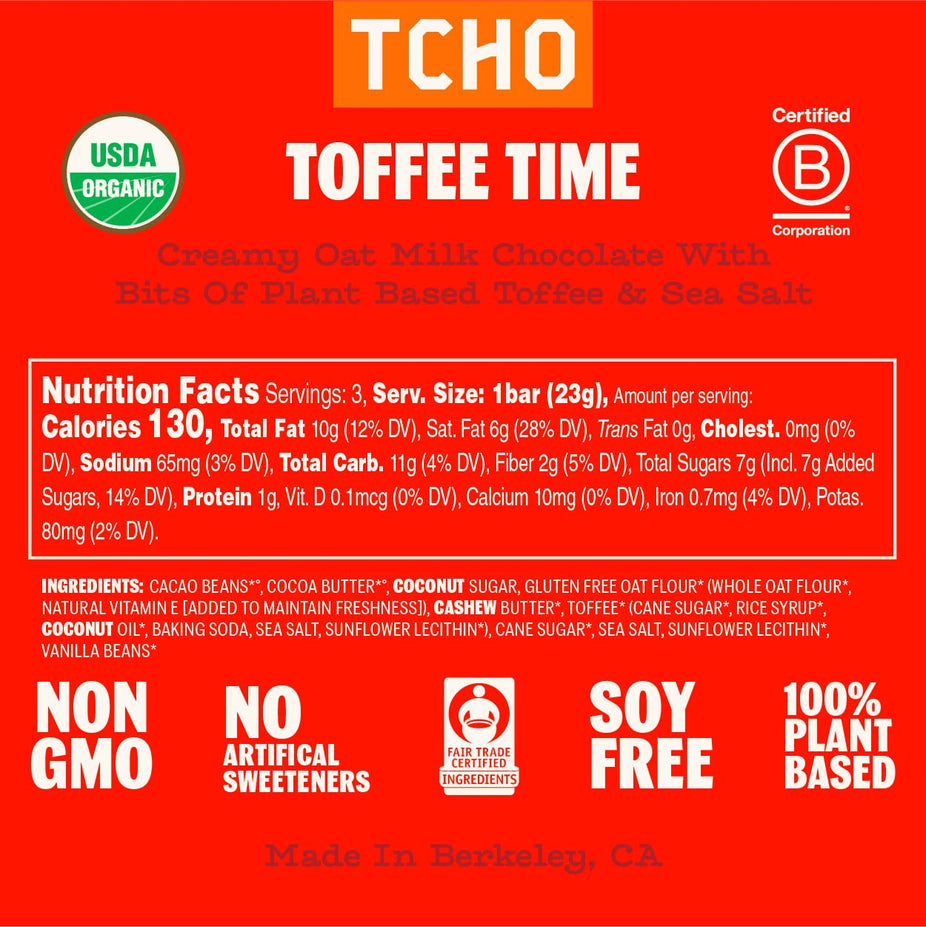 Toffee Time Oat Milk Chocolate Bar (10 Pack)