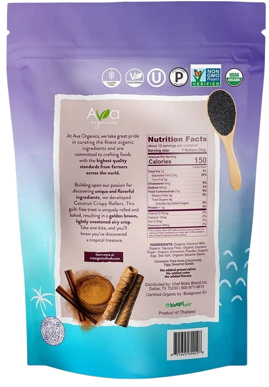 Cinnamon Coconut Crispy Rollers (8 Pack)