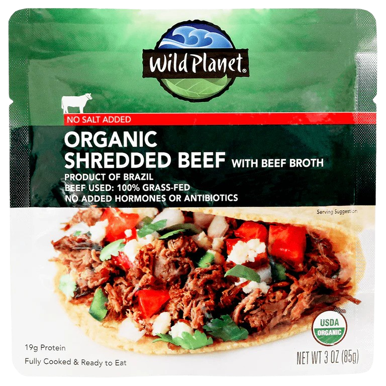 Organic Shredded Beef with Beef Broth (no salt added) (12 Pack)
