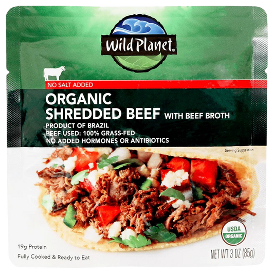 Organic Shredded Beef with Beef Broth (no salt added) (12 Pack)